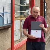 Andy Blagojevitch, Postmaster for Middle Rasen Post Office, has been presented with a 30 Years Long Service award for his devoted service to the community. EMN-211015-100249001