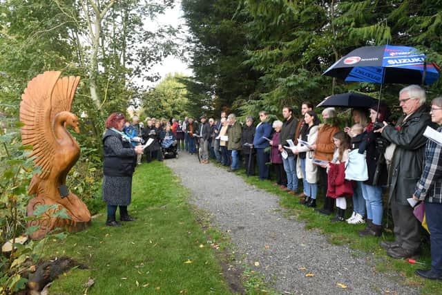 A scene from the dedication service.