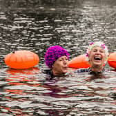 Amanda Skayman having fun during the final swim with fellow Bluetits Karen Fuller and Gail Bevan. Photos by Leanne Donohue Photography.