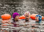Amanda Skayman having fun during the final swim with fellow Bluetits Karen Fuller and Gail Bevan. Photos by Leanne Donohue Photography.