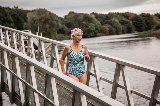 Amanda braces herself for the cold waters of the River Witham. Photos by Leanne Donohue Photography.
