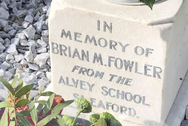 A special stone laid on Brian Fowler’s grave. EMN-211020-172557001