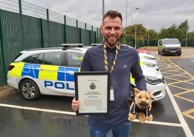 Matthew Taylor of Welbourn and his award. Photo: Lincs Police EMN-211022-140221001