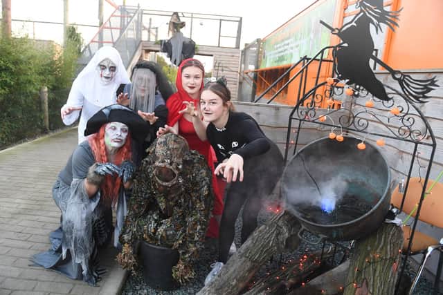 Members of staff at Wolds Wildlife Park in costume EMN-211031-144637001