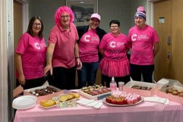 Syaff at Frank Wood Funeralcare in Skegness wore pink to raise funds for Cancer Research.