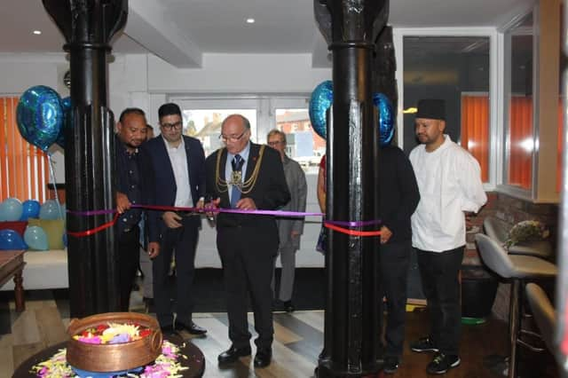 Mayor of Boston Coun Frank Pickett officially opens Everest Bar and Grill in Kirton.