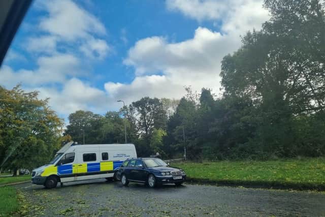 Police diverting motorists at Gunby roundabout.