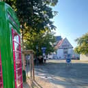 The Box is green and pink ahead of the Landes­garten­schau Flower Show.