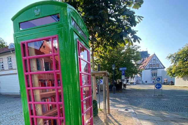 The Box is green and pink ahead of the Landes­garten­schau Flower Show.