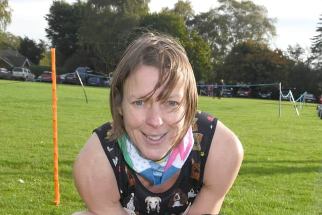 Joanne Biltcliffe with her dog Tia at Caythorpe Dash. EMN-210411-083551001