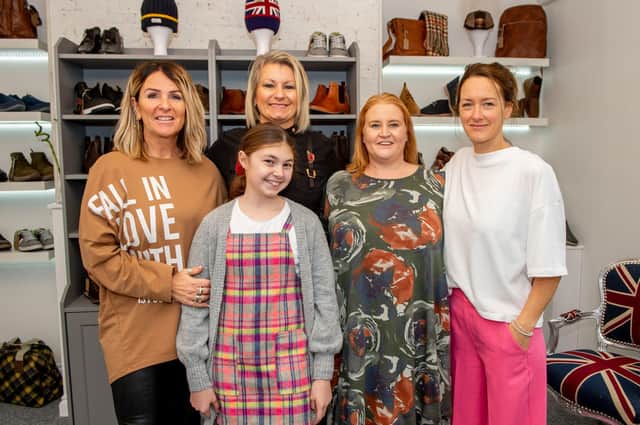 Vicky Kingswood, Grace Holderness, Joanne Holderness, Michelle Smerdon and Hannah Forward at Shoes by Grace. EMN-210811-090933001