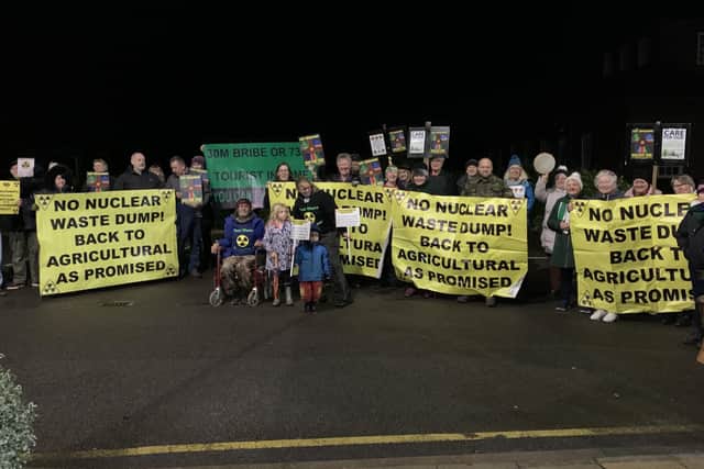 Campaigners protest against the proposals for Theddlethorpe.