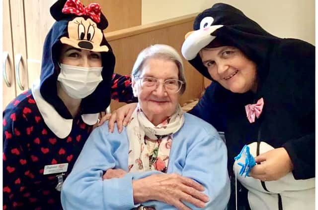 Diane Cooper, Joan Mace [102], and Bridie Quinn. EMN-210811-192759001