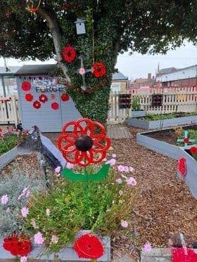 Poppies decorating the Sleaford station allotment. EMN-211111-152351001
