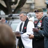 A scene from the Armistice Day Remembrance Service led by Rev Philip Johnson, in Sleaford Market Place today (Thursday, November 11). Personnel from RAF College Cranwell, along with members of the Royal British Legion and members of the public, gathered to remember the Fallen during a short service. Photo: Paul Saxby/MOD

©MoD Crown Copyright 2021 All Rights Reserved

Media Services
RAF College Cranwell
Sleaford
Lincolnshire. EMN-211111-150916001