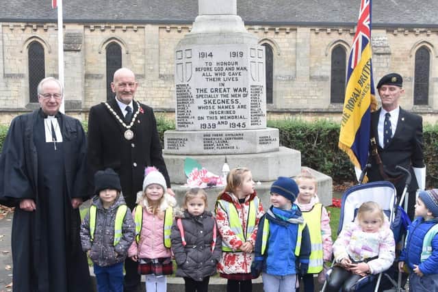 Spinning Tops Day Nursery and Pre-school went along to the Memorial in Skegness. Photo: Barry Robinson.