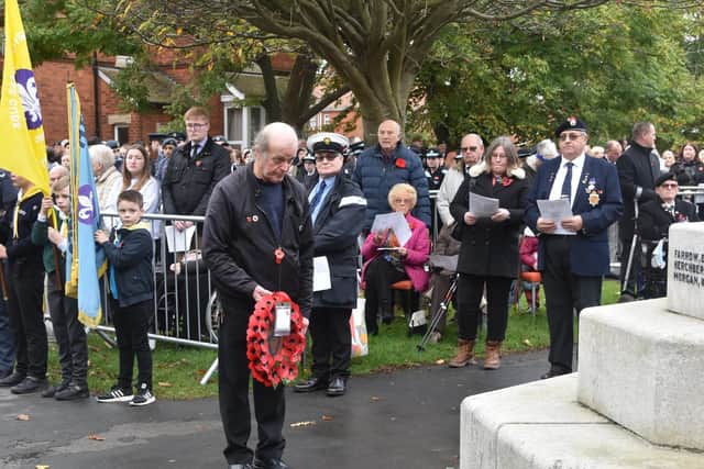 A wreath is laid on behalf of the Royal British Legion. Photo: Barry Robinson.