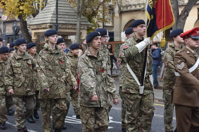 Army Cadets march through town. EMN-211115-103359001