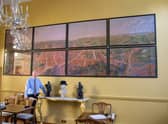 Andrew Leonard with the reproduction of Brown's Panorama at The Mansion House in Upgate, Louth.