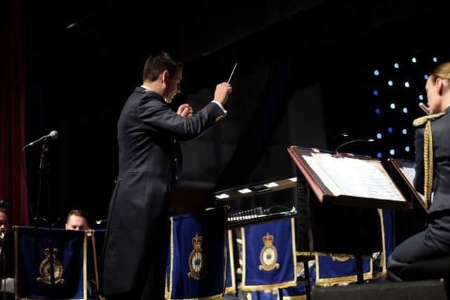 The Band of the RAF College performing at Whittle Hall under the direction of Squadron Leader Christopher I’Anson. Photo: RAF EMN-211117-145954001