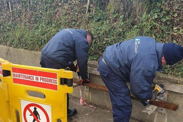 BID Rangers repaired benches in Chapel St Leonards as part of their maintenance work along the coast.