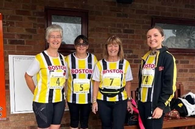 The Boston Community Runners quartet at Leverington are ready for the 10k.