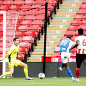 Marcus Dewhurst in action against Birmingham City in the Premier Development League Play-Off final match between Sheffield United U23 and Birmingham City U23 at Bramall Lane on May 24, 2021. (Photo by George Wood/Getty Images)