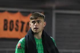 Marcus Dewhurst kept his first clean sheet for Boston United against Darlington. Photo: Oliver Atkin