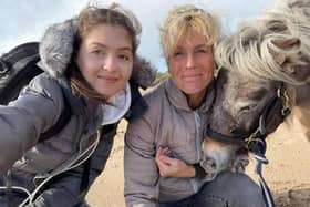 Evie pictured with her mum, Caroline.