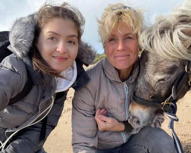 Evie pictured with her mum, Caroline.