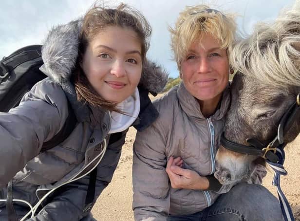 Evie pictured with her mum, Caroline.