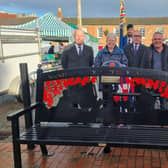 The Wainfleet area branch of the Royal British Legion bench is unveiled to mark its 100th anniversary.
