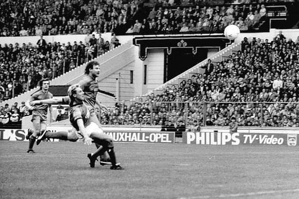 Chris Cook scores for Boston United at Wembley.