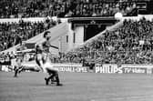 Chris Cook scores for Boston United at Wembley.
