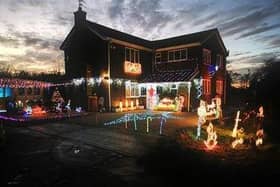 Christmas lights in Wigg Lane, Chapel St Leonards.