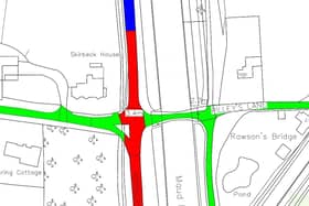 Part of the plans, with blue as 50mph, green as 30mph, both already in place, and red reduced to 40mph. From a document shared by the county council, with crown copyright and ordnance survey rights credited to Ordnance Survey.