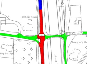 Part of the plans, with blue as 50mph, green as 30mph, both already in place, and red reduced to 40mph. From a document shared by the county council, with crown copyright and ordnance survey rights credited to Ordnance Survey.