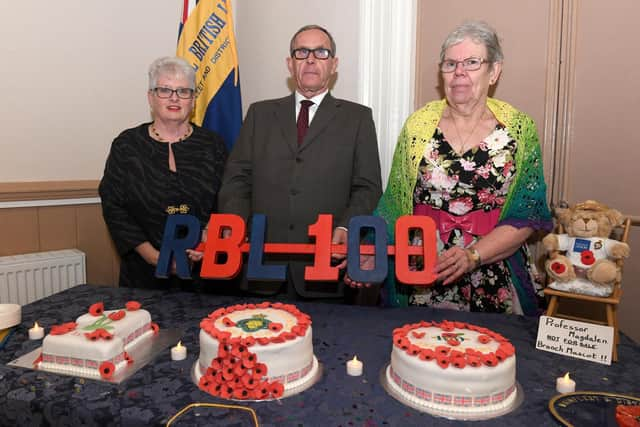 The celebratory birthday cakes made by Michelle Sharp were decorated with 100 hand made sugar crafted poppies.