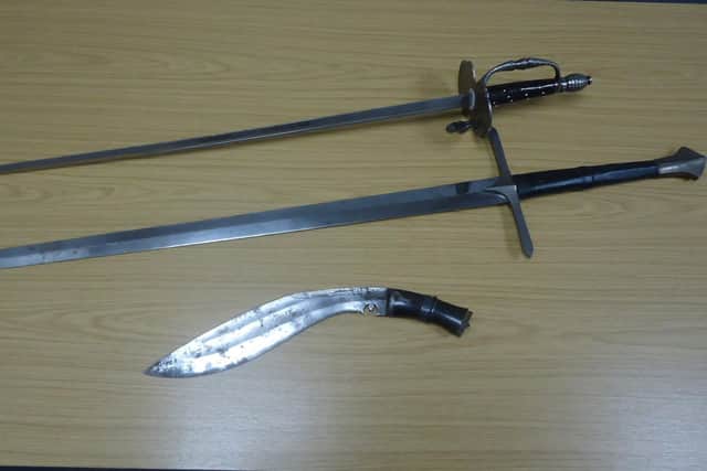 Swords and a Gurkha blade among weapons recovered in Operation Sceptre. EMN-211129-125146001