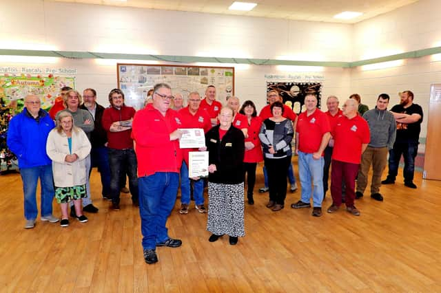 The presentation to the Lincs & Notts Air Ambulance by the Sleaford and District Model Railway Club.