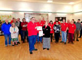 The presentation to the Lincs & Notts Air Ambulance by the Sleaford and District Model Railway Club.