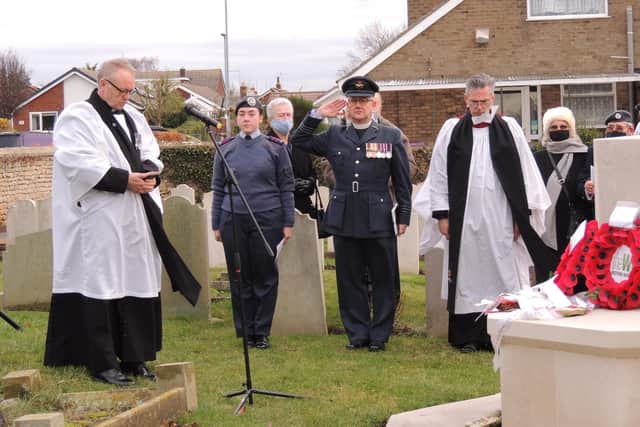 Rev Al Jenkins, Padre David Norfield and Rev Philip Johnson at the ceremony in Cranwell churchyard. EMN-210112-170002001