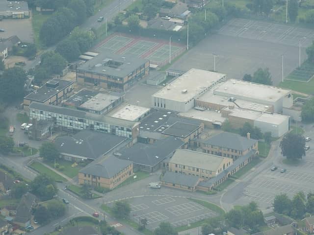 An aerial view of the  leisure centre and Deepings school.