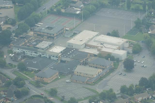 An aerial view of the leisure centre and Deepings school.