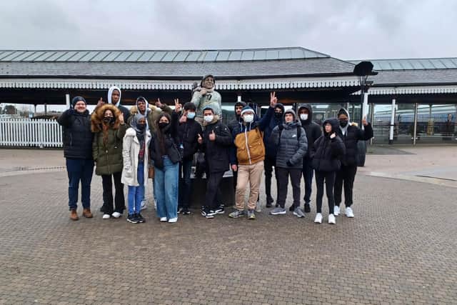 The NCS teenagers from Nottingham at Skegness railway station on Monday. Photo: Poacher Line
