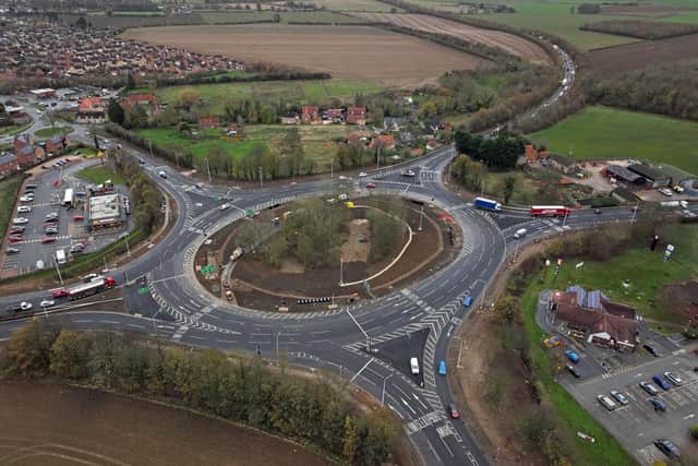 Finally finished - 10 months of work to update Holdingham Roundabout for 21st Century traffic volumes. Photo: LCC
