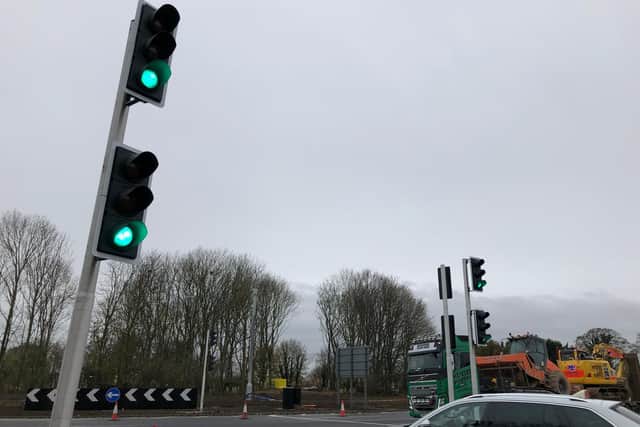 New traffic lights are operational on Holdingham Roundabout. Photo: LCC