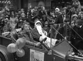 Revving up for Christmas in Boston in 1976.