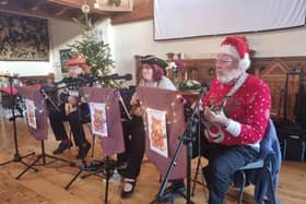 Wainfleet Uke entertaining guests at the Wainfleet Methodist Church Big Christmas Feast.