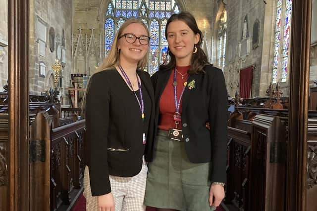 Speeches were given by Jess and Sophia at the joint prize giving event for the Robert Carre trust schools in Sleaford's St Denys' Church. EMN-211216-154906001